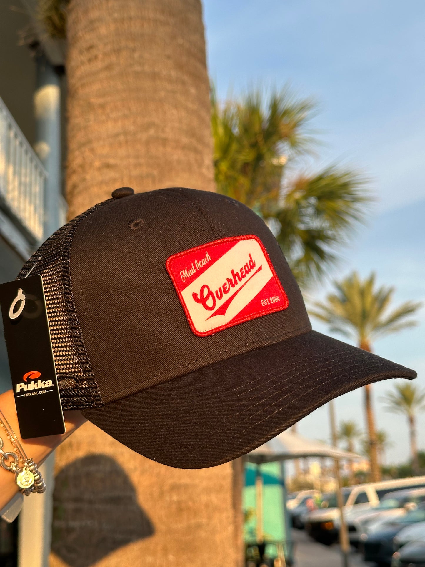 OH Red Stripe Trucker Hat - Black